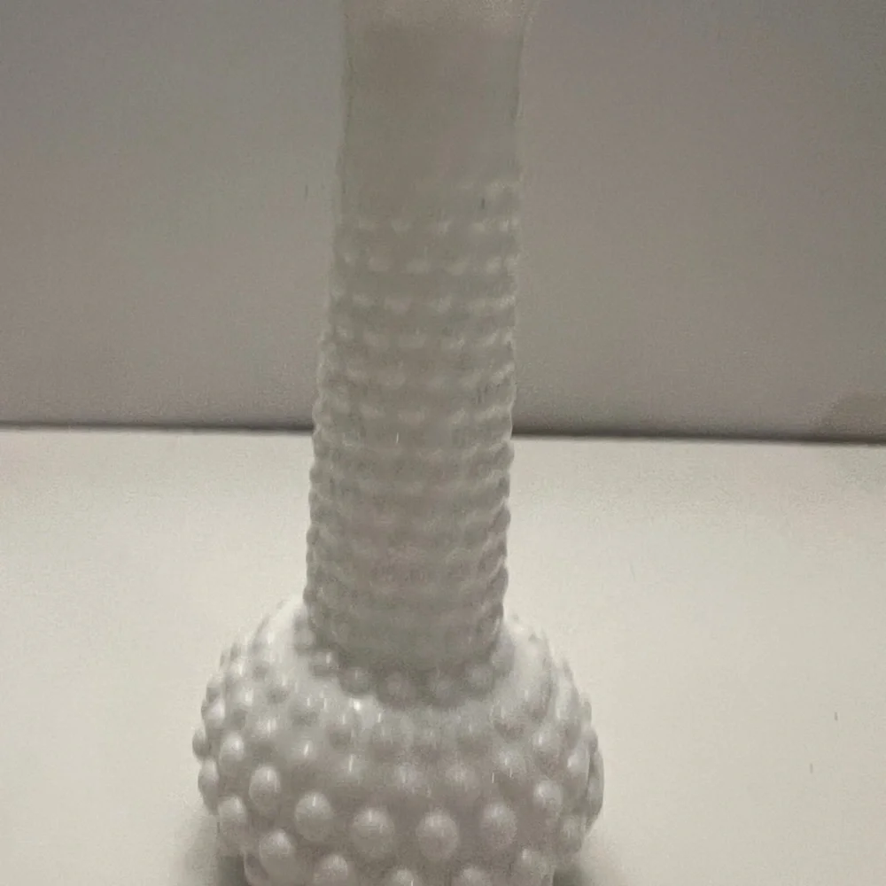 E.O. Brody Co. White Milk Glass Hobnail Bud Vase